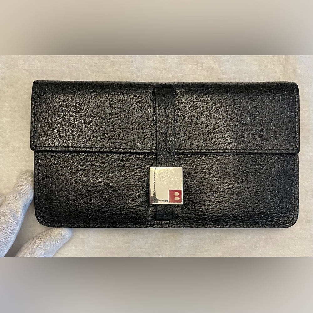 Bally Authentic Vintage Black Leather Wallet with Silver Accent Snap - Picture 1 of 15